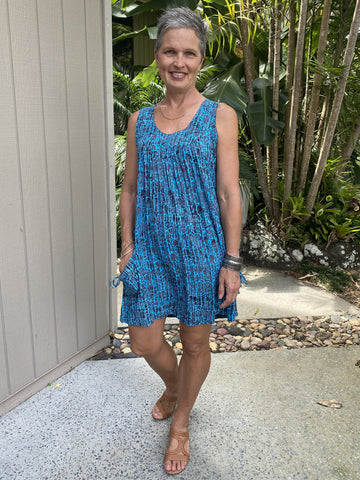 Amanda Dress Turquoise Lattice