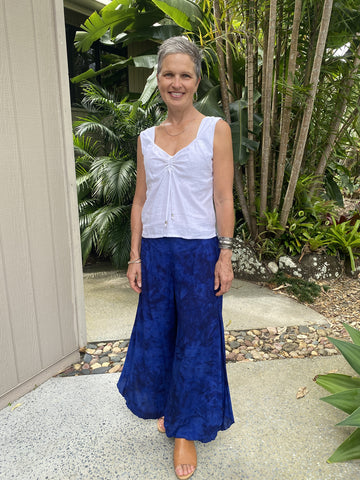 Bell Trouser Marbled Cobalt Blue