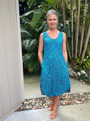 Brea Dress Turquoise Lattice