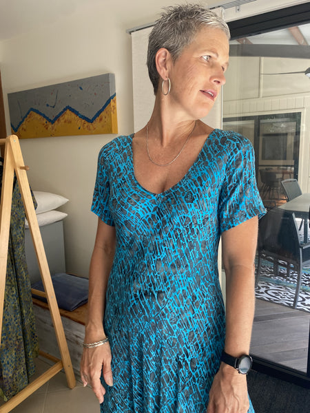 Brianna Dress Turquoise Lattice