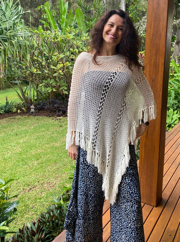 Gemma Poncho Shawl Cream