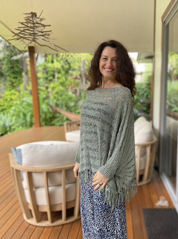 Katey Poncho Top Shawl Sage