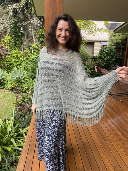 Katey Poncho Top Shawl Sage